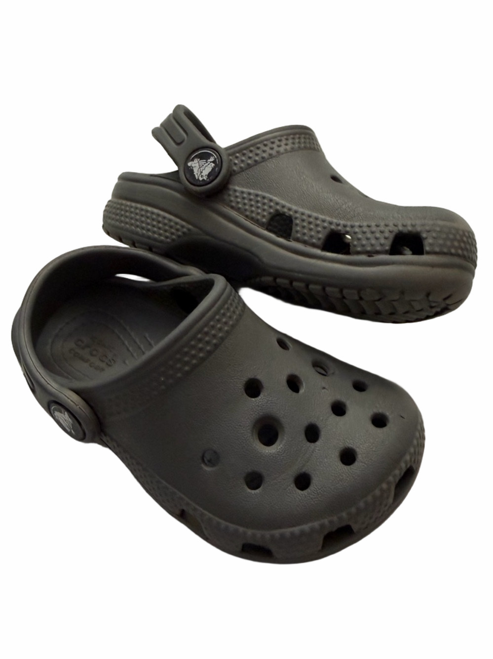 CROCS Kids Iconic Comfort Classic Clog in Dark Gray Toddler Size 7 7C Unisex